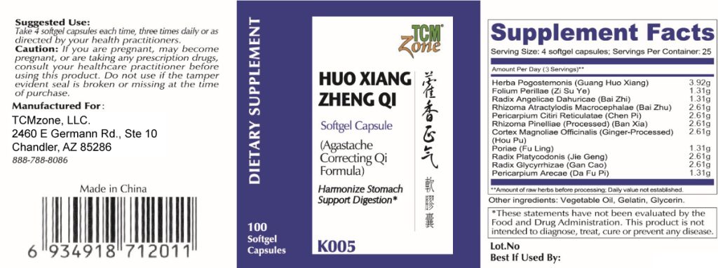 Huo Xiang Zheng Qi SOFTGEL CAPSULE Agastache Correcting Qi Formula